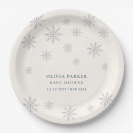 Prato De Papel Chá de fraldas Minimalista Boho Winter Snowflake