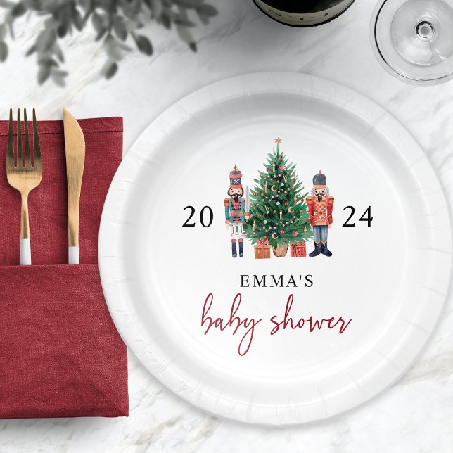 Prato De Papel Chá de fraldas Nutcracker (Nutcracker Baby Shower Paper Plates
)