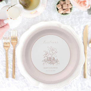 Prato De Papel Chá de fraldas Pássaro Rosa