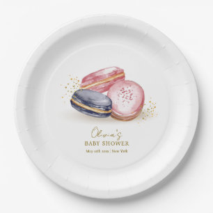 Prato De Papel Chá de fraldas Pastel Bonjour Bébé francês Macaron