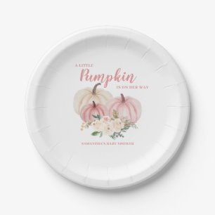 Prato De Papel Chá de fraldas Personalizado Pumpkin Rosa Pequeno