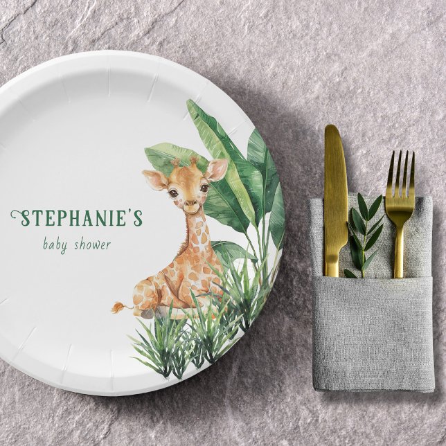 Prato De Papel Chá de fraldas Personalizado Safari Wild One Giraf (Criador carregado)