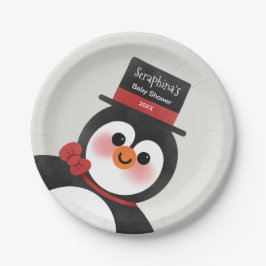 Prato De Papel Chá de fraldas Personalizado Tuxedo Penguin de Nat
