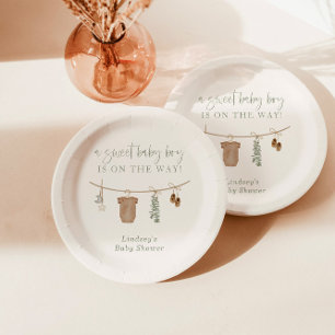 Prato De Papel Chá de fraldas Placa, Chá de fraldas Boho Boy Deco