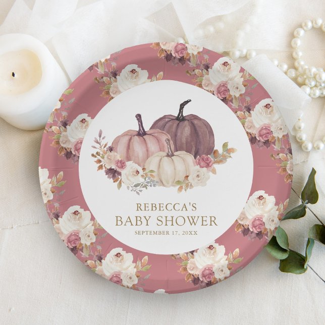 Prato De Papel Chá de fraldas Pumpkin Floral Rosa-Rosa Dusty (Criador carregado)