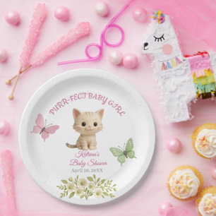 Prato De Papel Chá de fraldas Purr-fect Baby Girl Kitten