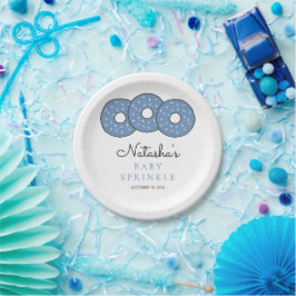 Prato De Papel Chá de fraldas Rosquinha azul-esprinkle