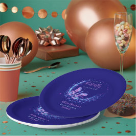 Prato De Papel Chá de fraldas Roxo de Borboleta