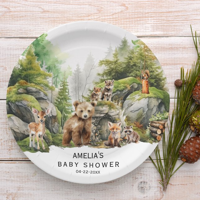 Prato De Papel Chá de fraldas Russo de Animais da Floresta de Aqu (Criador carregado)