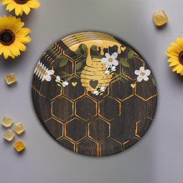 Prato De Papel Chá de fraldas Rustic Beehive Honeyabelhas