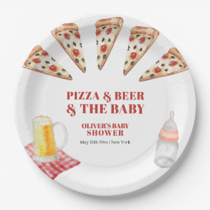 Prato De Papel Chá de fraldas Rustic Modern Slice Pizza Beers