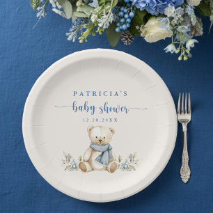 Prato De Papel Chá de fraldas Rustic Winter Teddy Bear Beige