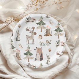 Prato De Papel Chá de fraldas rústico de animais da floresta
