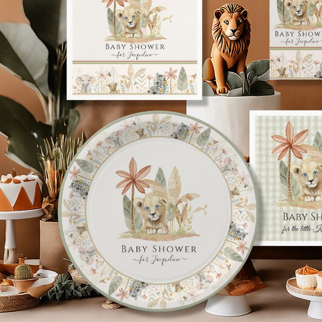 Prato De Papel Chá de fraldas Safari Little King Lion Zebra Giraf (Criador carregado)