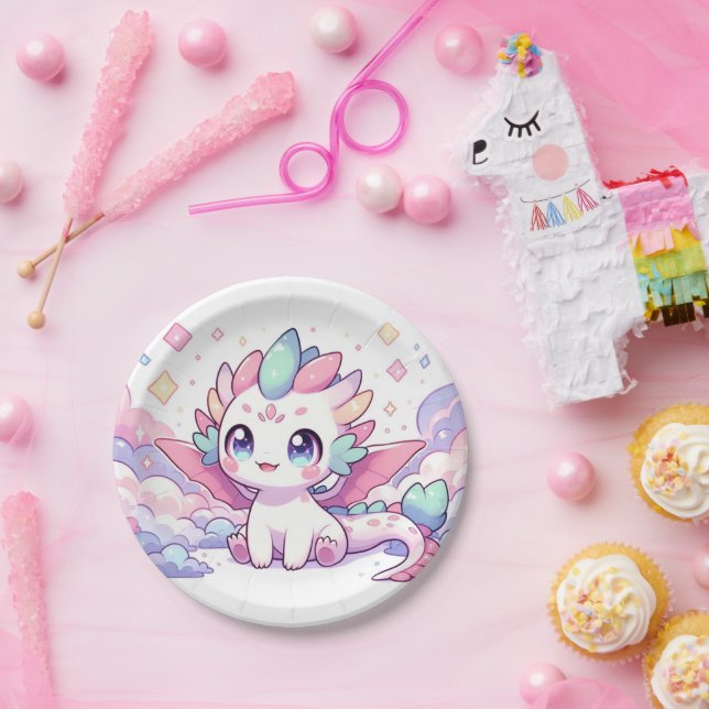 Prato De Papel Chá de fraldas Simples de Dragão Mítico (Festa)
