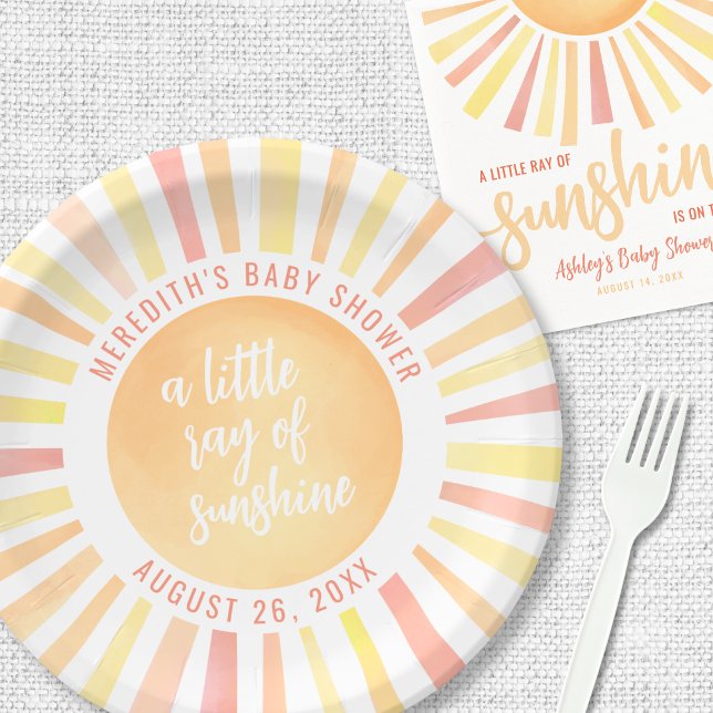 Prato De Papel Chá de fraldas Sol Sol (Sunshine Sun Baby Shower Paper Plates )