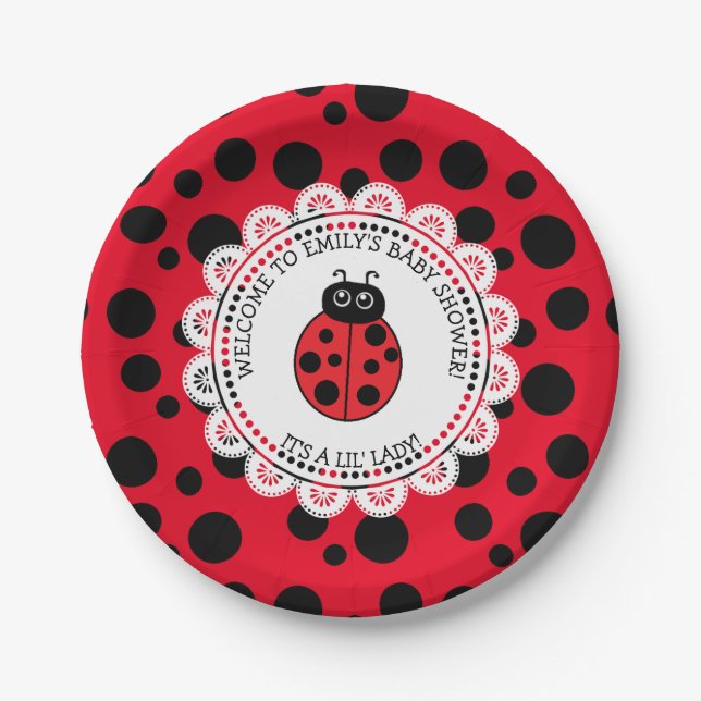 Prato De Papel Chá de fraldas Themed Ladybug (Frente)