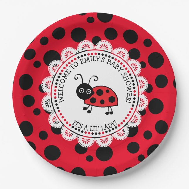 Prato De Papel Chá de fraldas Themed Ladybug (Frente)