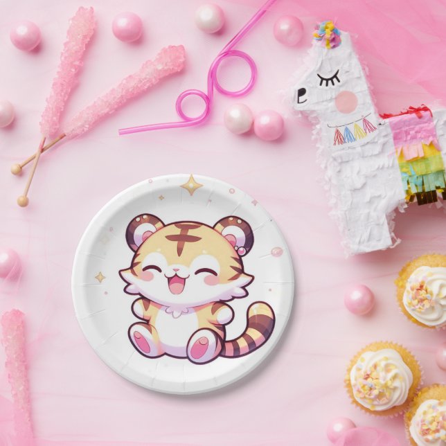 Prato De Papel Chá de fraldas Tiger Adorável (Festa)