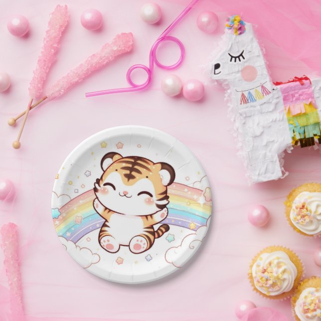 Prato De Papel Chá de fraldas Tigre Cute (Festa)