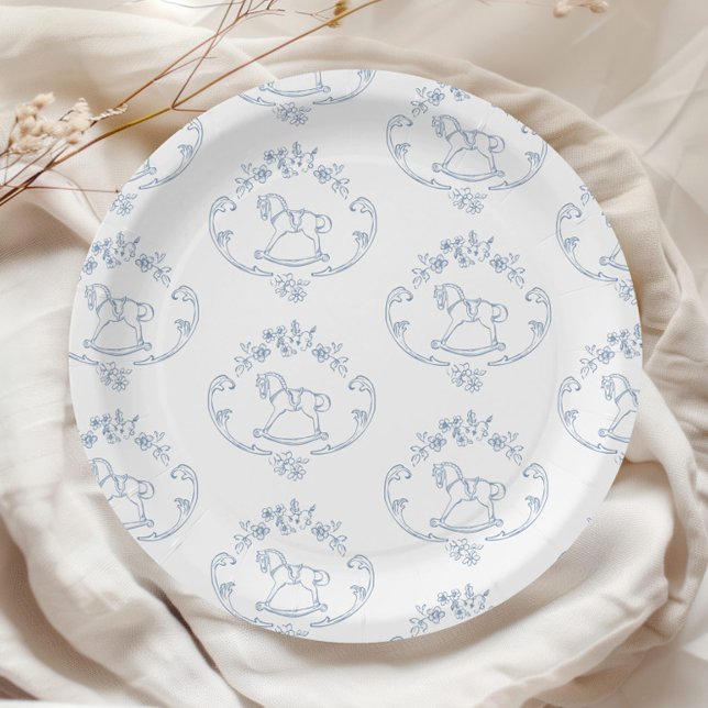 Prato De Papel Chá de fraldas Toile de Jouy, cavalo de balanço da (Criador carregado)