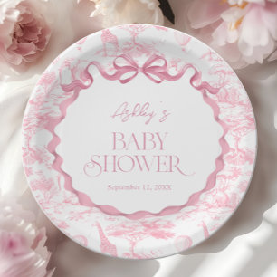 Prato De Papel Chá de fraldas Toile de Jouy Pink Safari