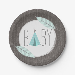 Prato De Papel Chá de fraldas Turquoise Tipi - Madeira Inspirada