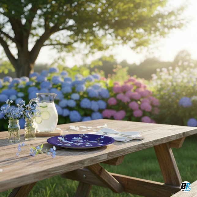 Prato De Papel Chá de fraldas verde do Jardim de Flores Azuis Mod (Criador carregado)