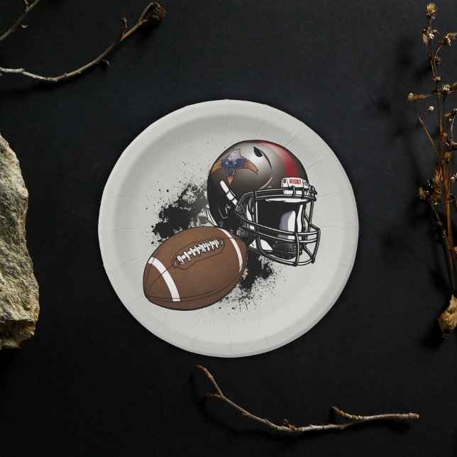 Prato De Papel Chá de fraldas Vermelho e Negro de Futebol America (Criador carregado)