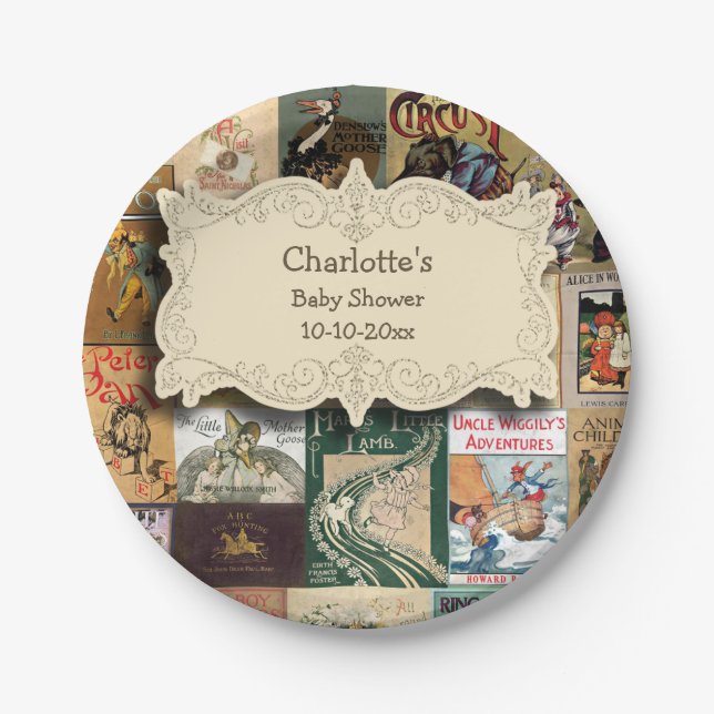 Prato De Papel Chá de fraldas Vintage Books (Frente)