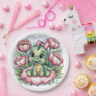 Prato De Papel Chá de fraldas Whimsical Dino Delight