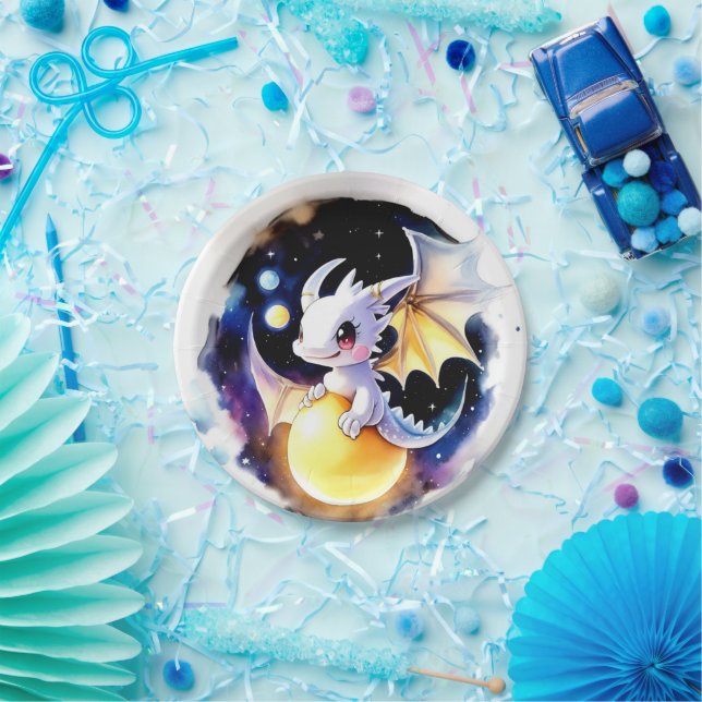 Prato De Papel Chá de fraldas Whimsical Dragon (Festa)