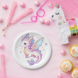 Prato De Papel Chá de fraldas Whimsical Pastel Dragon