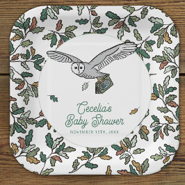 Prato De Papel Chá de fraldas Woodland Storybook Owl
