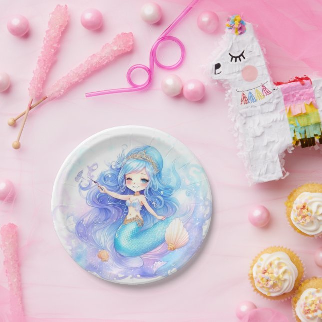 Prato De Papel Chá de Mermaid Baby Girl (Festa)