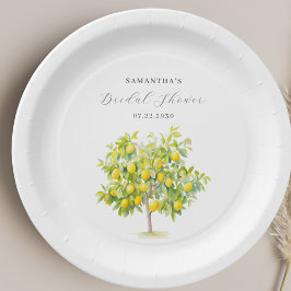Prato De Papel Chá de Noiva Aquarela Limão Cítrico 
