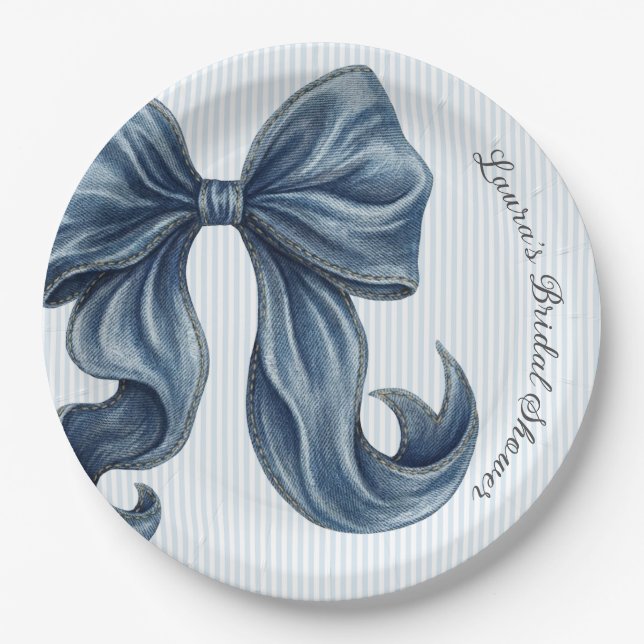 Prato De Papel Chá de Noiva Arco de Jeans Azul (Frente)