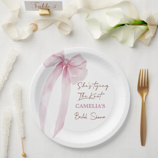 Prato De Papel Chá de Noiva Arco Rosa Ela Vai Casar (Casamento)
