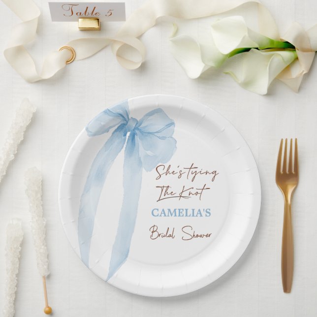 Prato De Papel Chá de Noiva Azul Ela Está Se Casando (Casamento)
