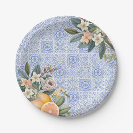 Prato De Papel Chá de Noiva com Azulejos Mediterrâneos