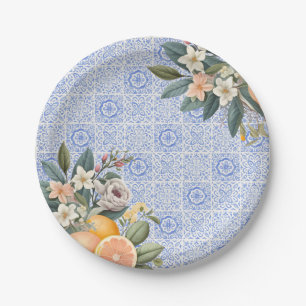 Prato De Papel Chá de Noiva com Azulejos Mediterrâneos