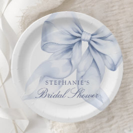 Prato De Papel Chá de Noiva com Laço Azul
