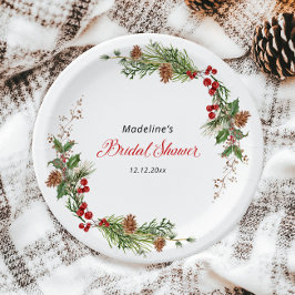 Prato De Papel Chá de Noiva com Verdura de Natal 