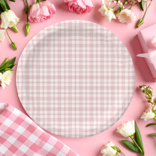 Prato De Papel Chá de noiva country rosa xadrez preppy