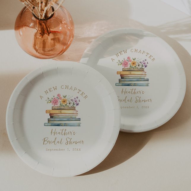 Prato De Papel Chá de Noiva da A New Chapter Books (A New Chapter Books Wildflower Bridal Shower Paper Plates by Painted Paperie
)