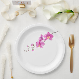 Prato De Papel Chá de Noiva de Orquídeas Rosa