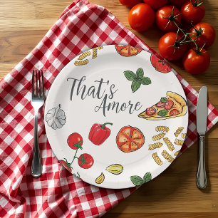 Prato De Papel Chá de Noiva de Pizza e Massa Italiana That's Amor