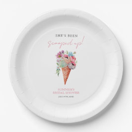 Prato De Papel Chá de Noiva de Sorvete em Aquarela