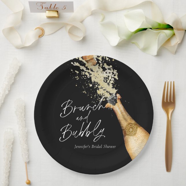 Prato De Papel Chá de Noiva Elegante com Brunch e Espumante (Casamento)