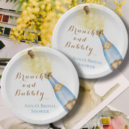 Prato De Papel Chá de Noiva Elegante com Brunch e Espumante